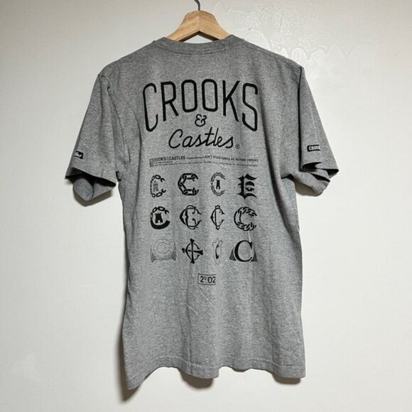Crooks & Castles Graphic Tee - Medium - Gray Streetwear Logo Shirt - Picture 5 of 8